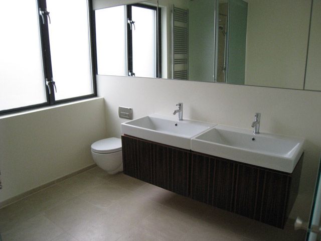 Bathroom with a double basin vanity unit